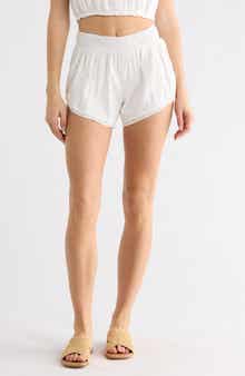 Topshop Smocked Waist Cotton Shorts