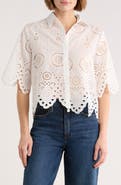 Forgotten Grace Eyelet Button Front Top