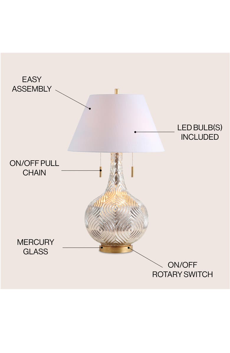 JONATHAN Y Highland 30.75" Gourd Glass LED Table Lamp, Mercury Silver/Gold, Alternate, color, Mercury Silver/Gold