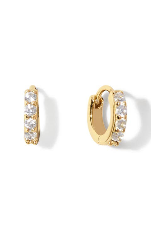 Suzanne Cubic Zirconia Huggie Hoop Earrings
