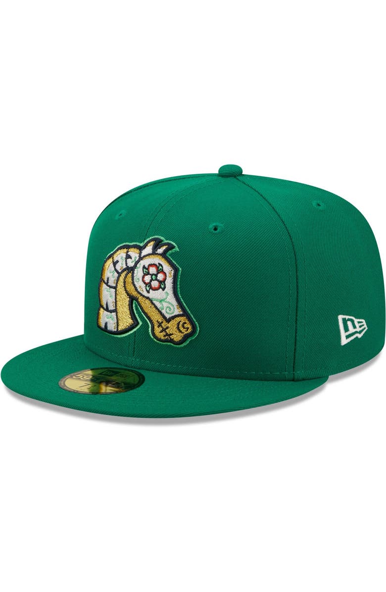 New Era Men's New Era Green Caballeros de Charlotte Copa De La Diversion 59FIFTY Fitted Hat, Alternate, color, Green