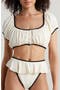 selected Cream Terry Rib Black Binded