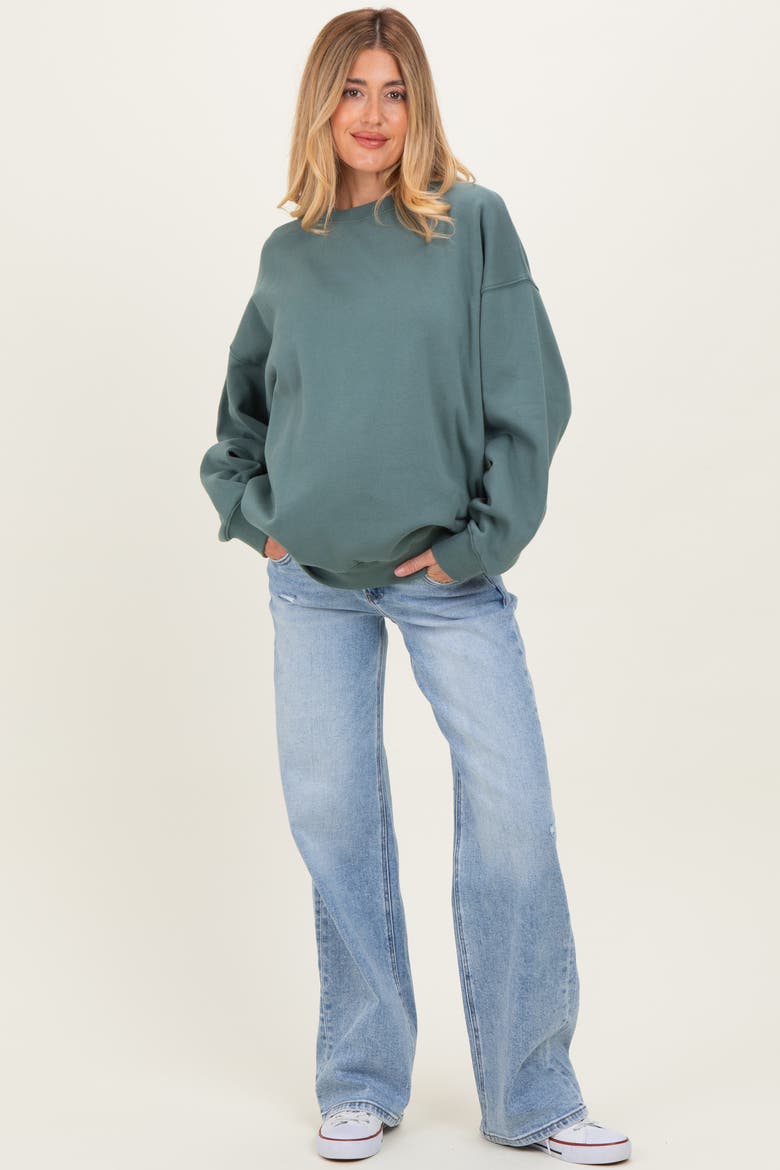 Lightly Distressed Maternity Wide Leg Jeans, Main, color, Light Blue