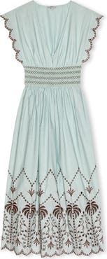 Rails Roxanne Eyelet Embroidered Cotton Midi Dress