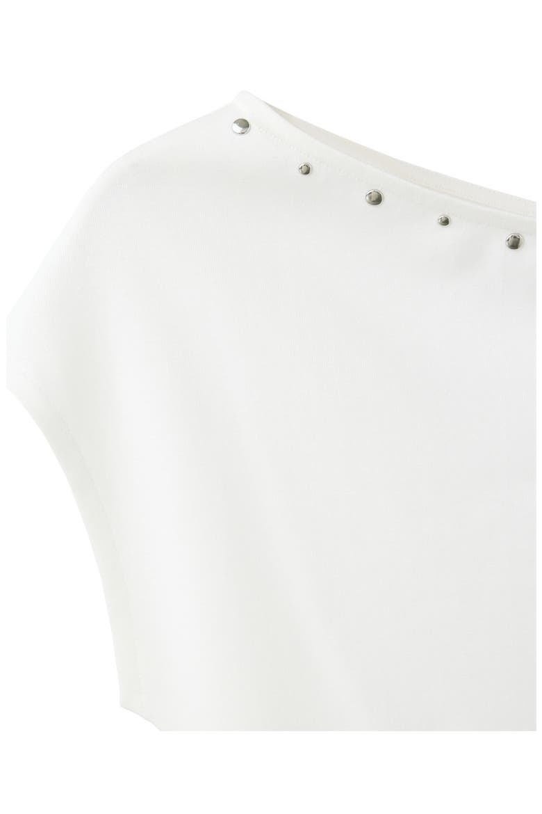 Asymmetrical Studded T-Shirt, Alternate, color, OFF WHITE