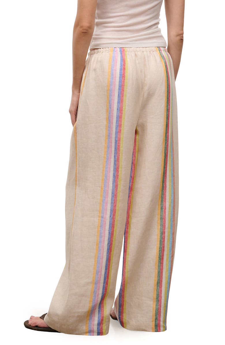 STAUD Mateo Placed Stripe Linen Drawstring Pants, Alternate, color, Day Trip Stripe