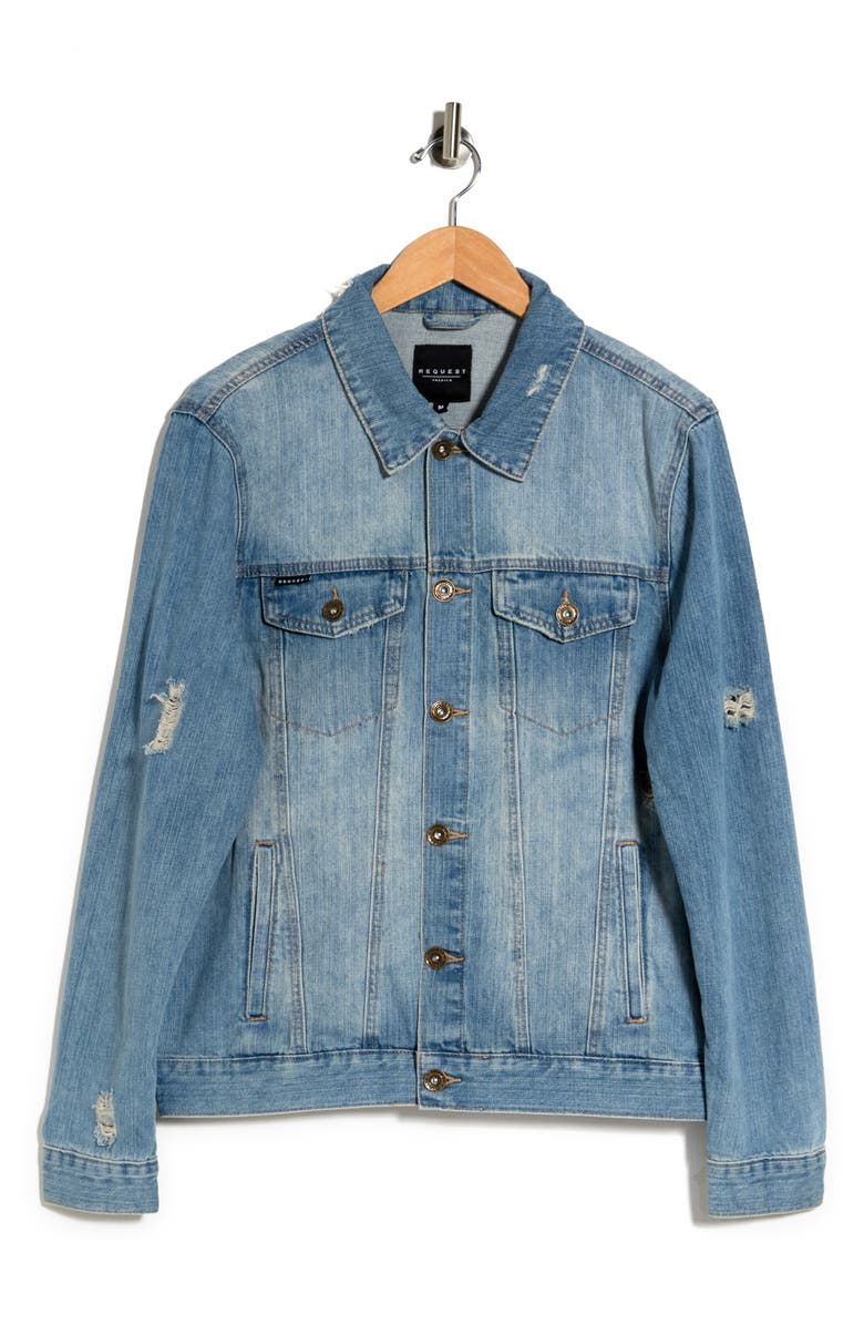 Request Distressed Denim Jacket, Alternate, color,