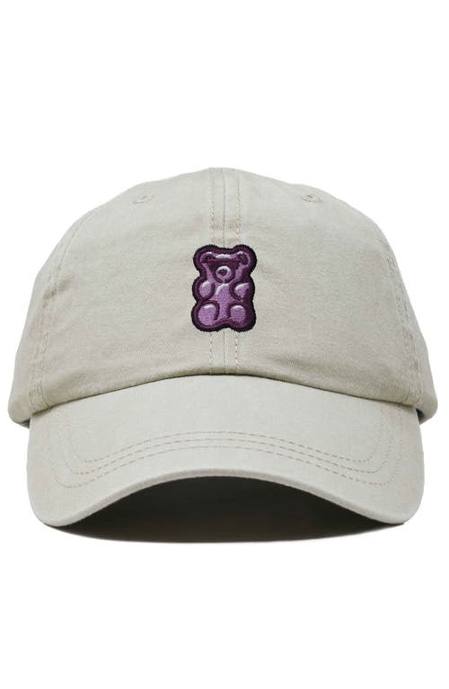 Dalix Purple Gummy Embroidered Cap In Washed Stone White