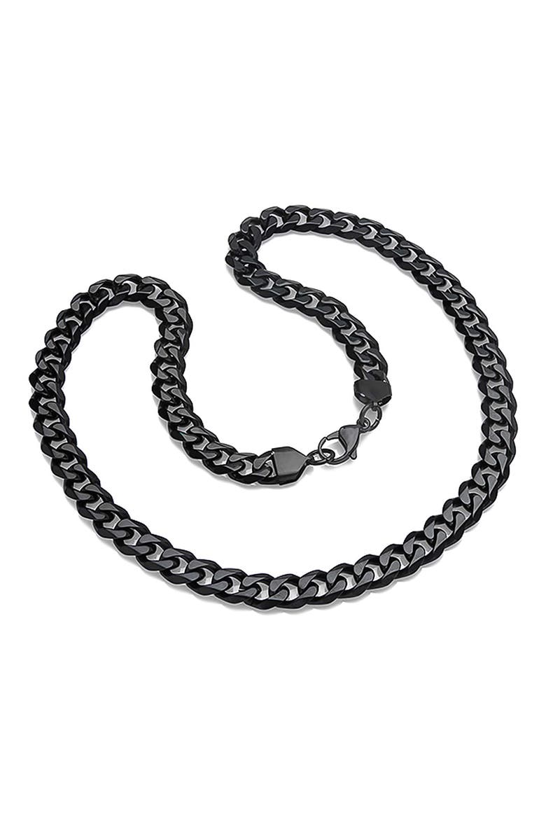 Men's Black Ion Plated Curb Chain Necklace, Alternate, color, BLACK