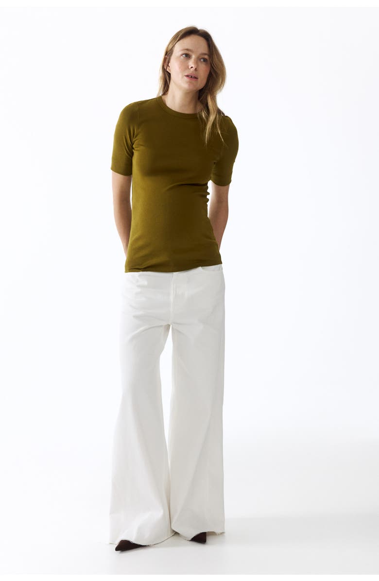 H&M Mama Fitted T-shirt, Alternate, color, Olive Green