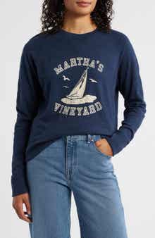Martha's Vineyard Sunwashed Slubbed Organic Cotton Graphic Sweatshirt
