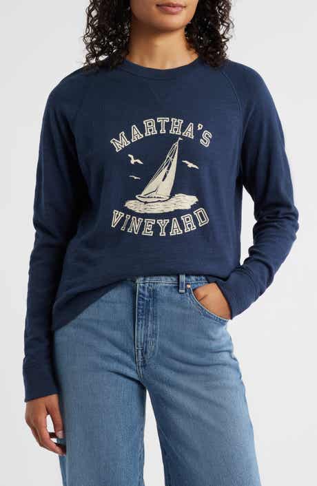 Martha's Vineyard Sunwashed Slubbed Organic Cotton Graphic Sweatshirt