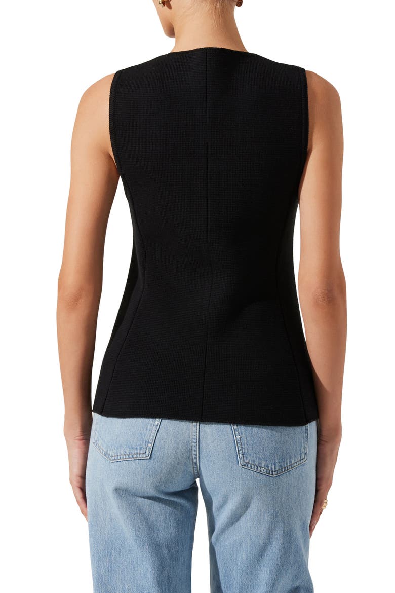 Jayce Textured Cotton Button-Up Sweater Vest, Alternate, color, BLACK