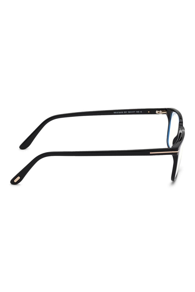 54mm Rectangular Blue Light Blocking Glasses, Alternate, color, BLACK ROSE GOLD / T LOGO