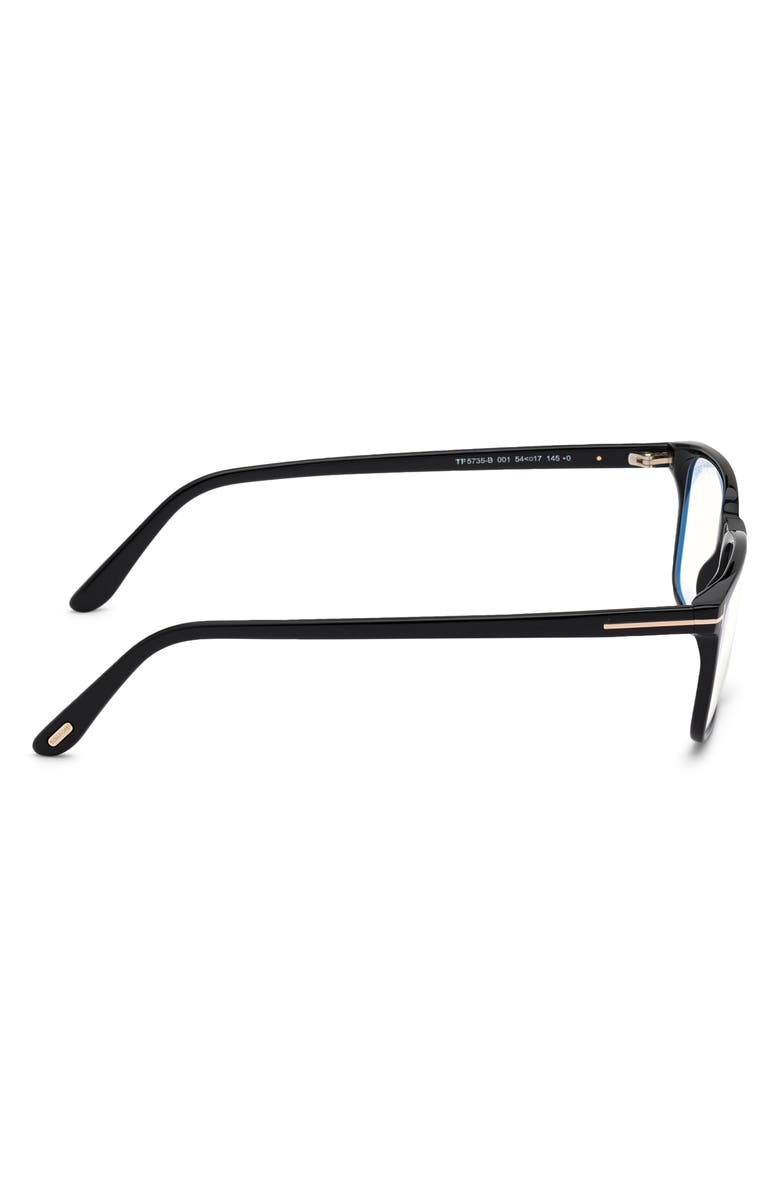 TOM FORD 54mm Rectangular Blue Light Blocking Glasses, Alternate, color, Black Rose Gold / T Logo