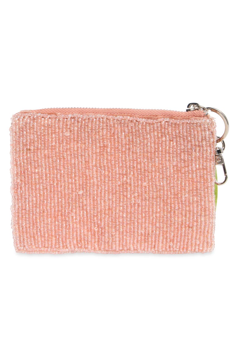 Beaded Coconut Zip Pouch, Alternate, color, CORAL MULTI