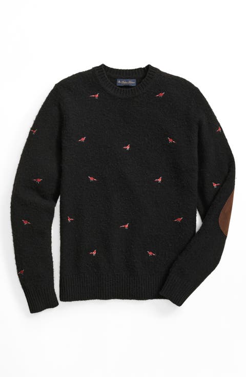 Pheasant Embroidery Wool Sweater