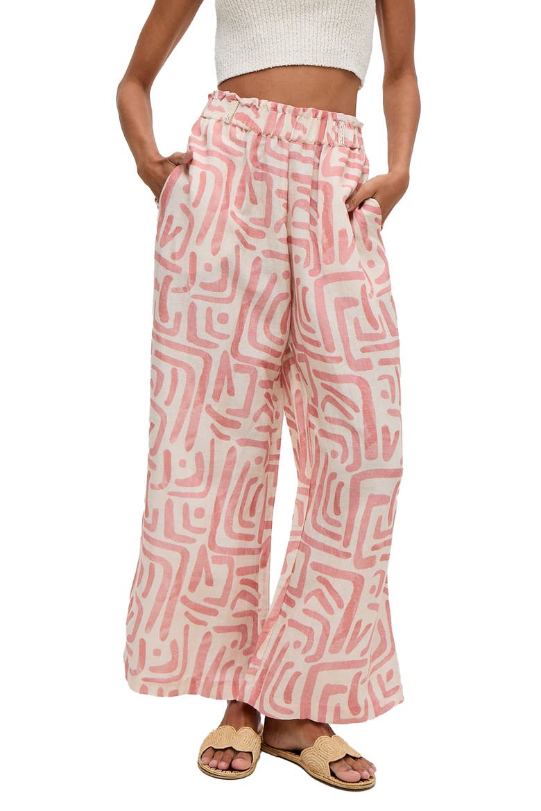 Pop Front Tie Warhol Print Pants, Alternate, color, Pink
