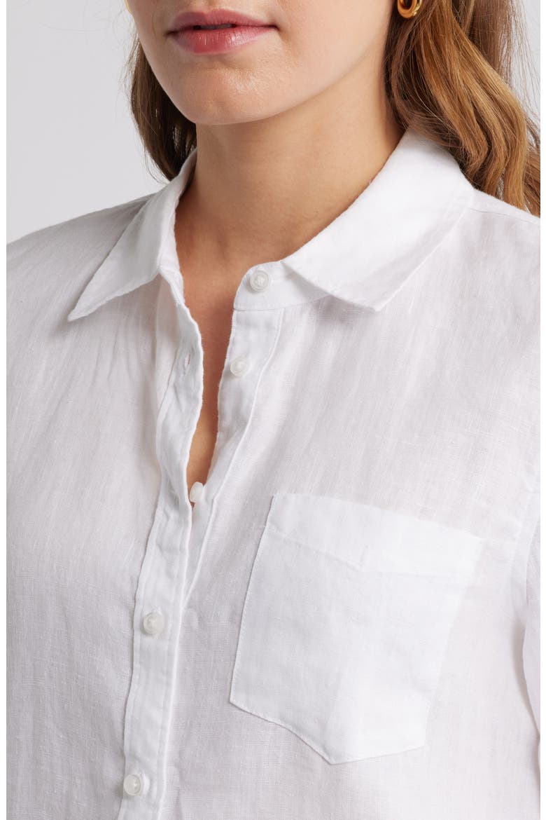 Casual Linen Button-Up Shirt, Alternate, color, WHITE