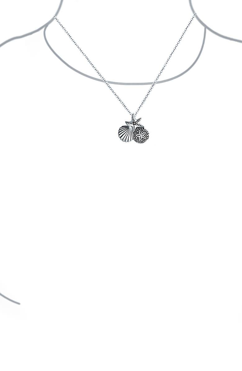BLING JEWELRY Sterling Silver Sand Dollar Starfish Clam Necklace, Alternate, color, Silver