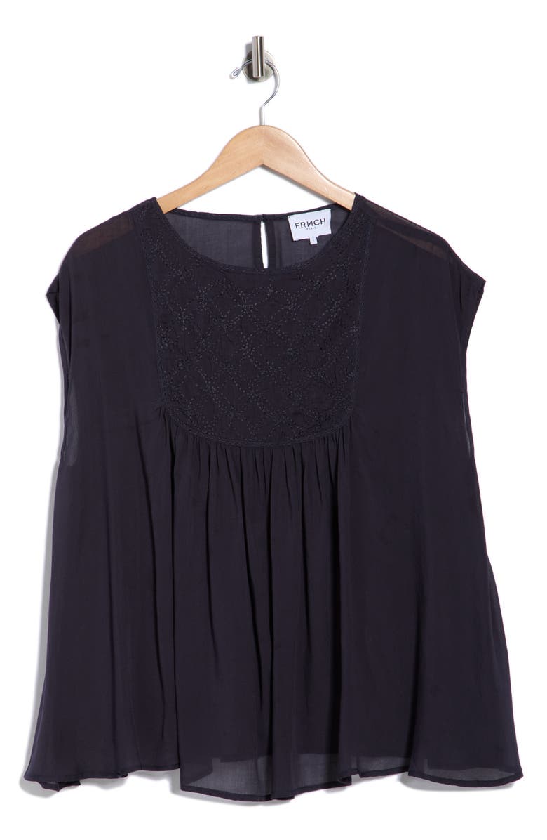 FRNCH Chaya Babydoll Top, Alternate, color, Bleu Marine