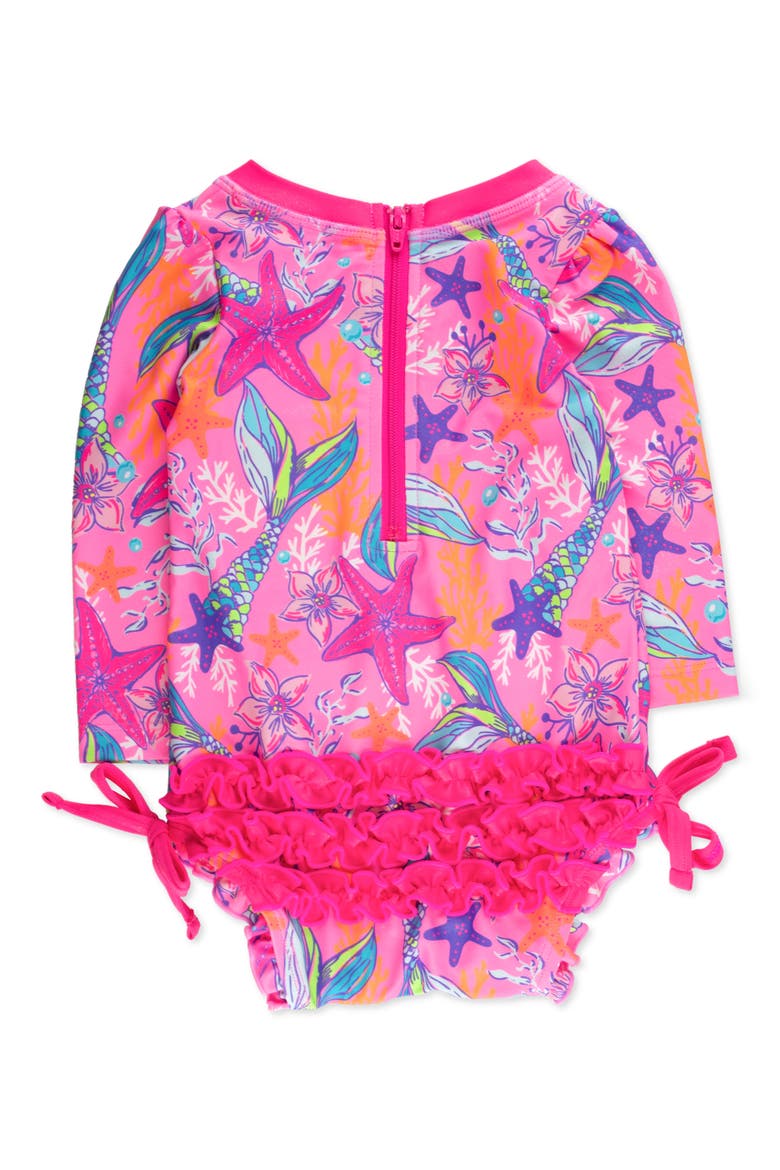 Kids' Mermaid Long Sleeve One-Piece Rashguard Swimsuit, Alternate, color, PINK