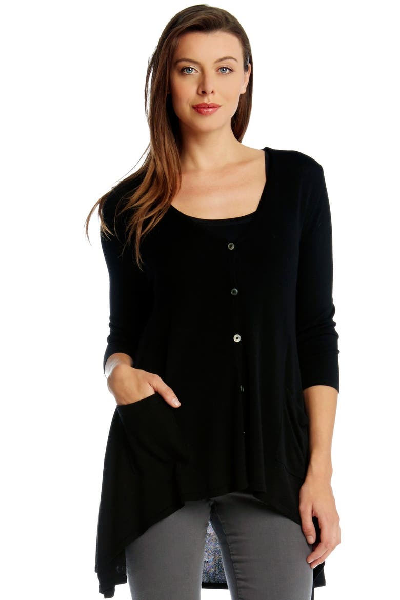 Lightweight High/Low Cardigan, Main, color, BLACK