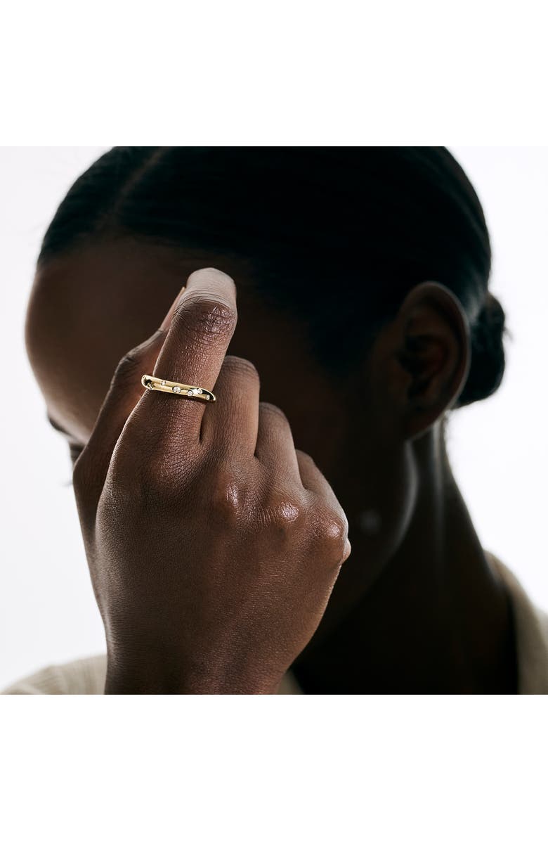 John Hardy Surf 14K Gold Scattered Diamond Ring, 3.8mm, Alternate, color, Gold