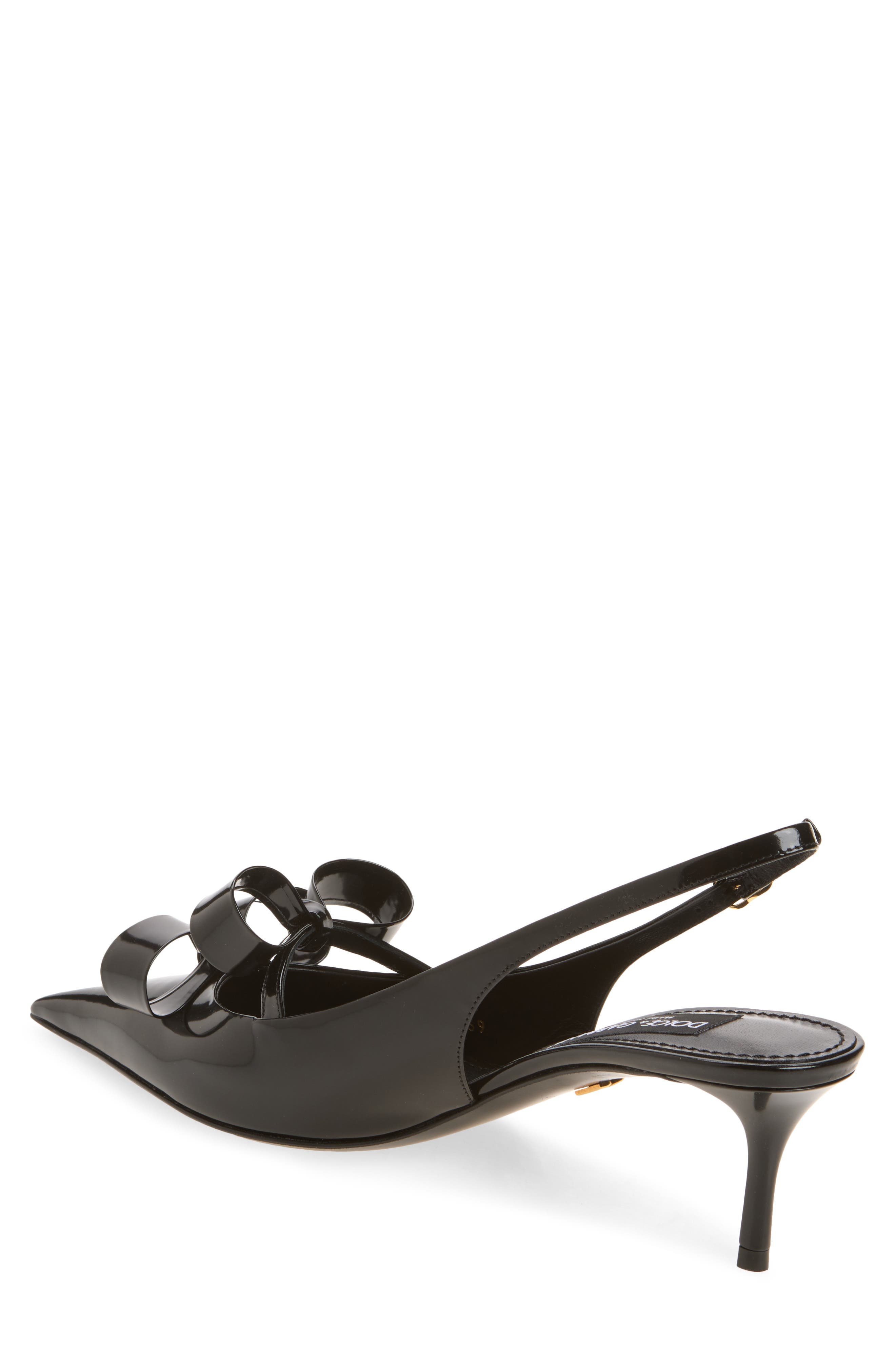Coeur Bow Pointed Toe Slingback Pump, Alternate, color, NERO