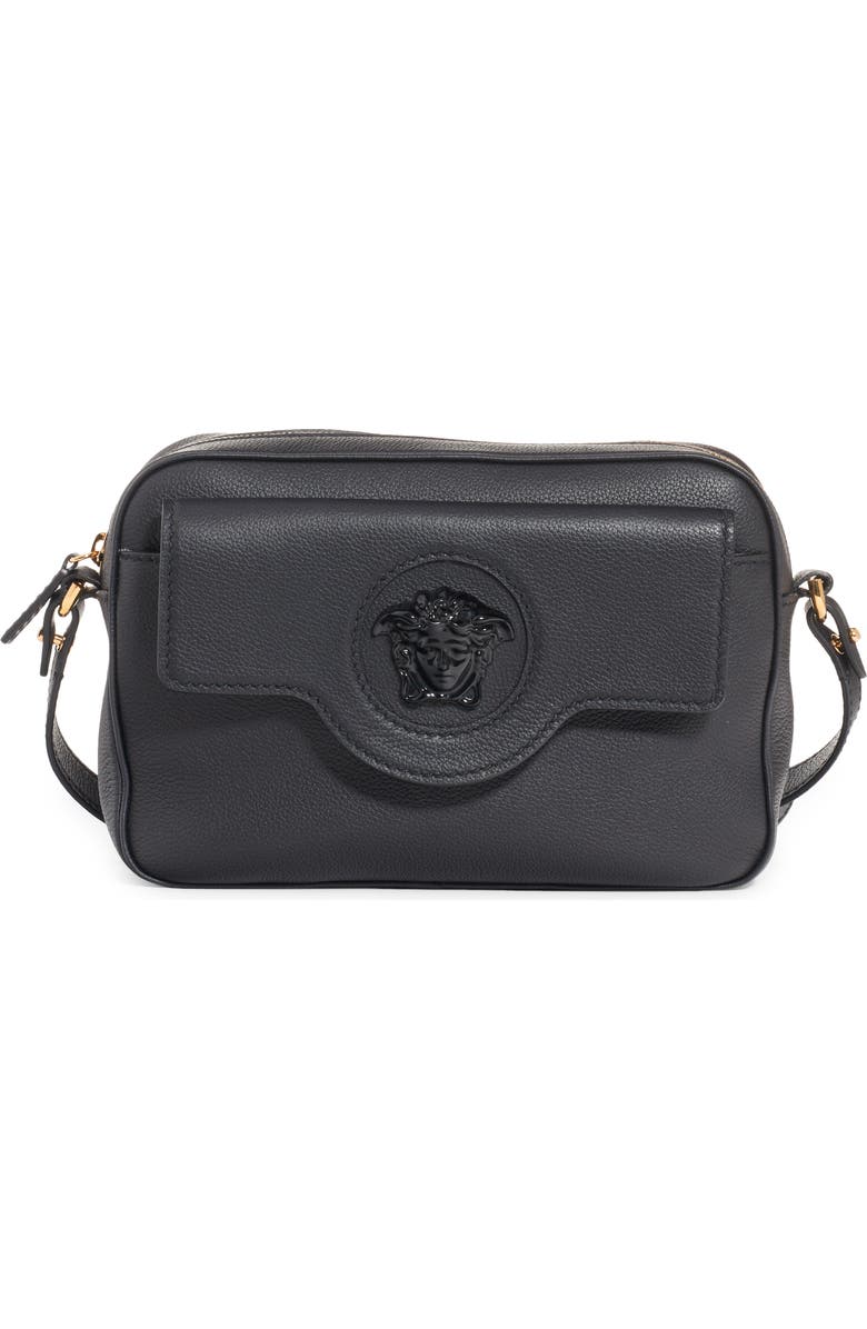 Versace Medusa Leather Crossbody Camera Bag, Main, color,