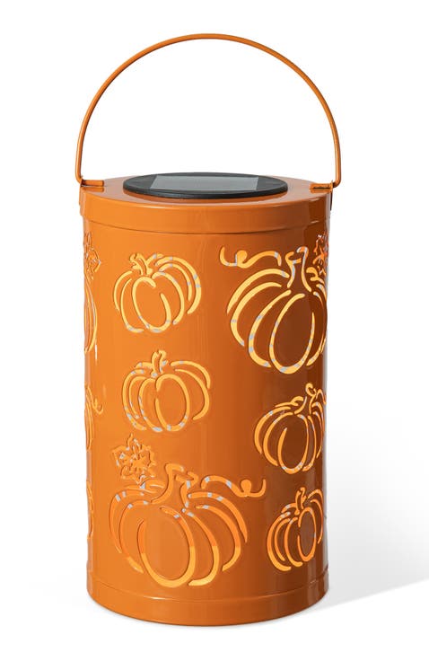Fall Metal Pumpkin Solar Powered LED Lantern