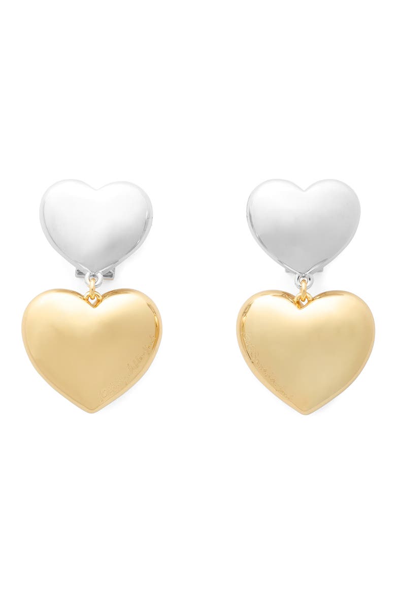 heart you double drop earrings, Main, color, SILVER GOLD