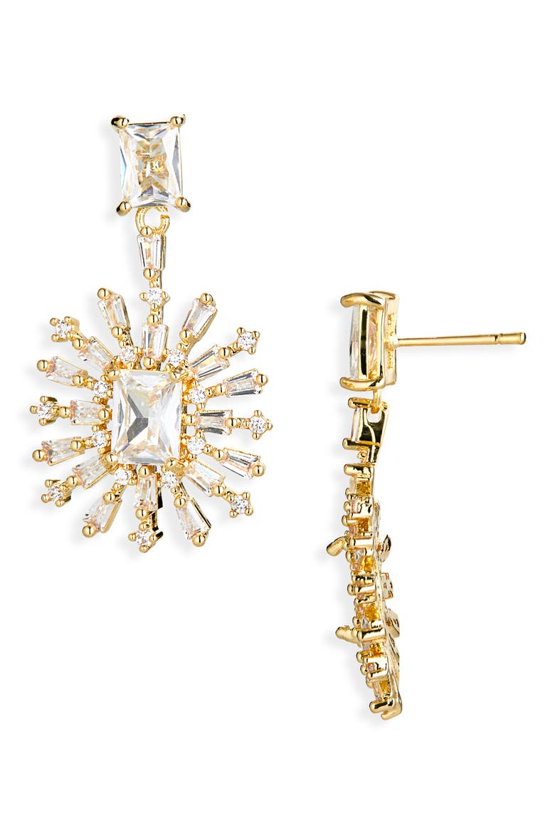 Starburst Drop Earrings, Main, color, GOLD
