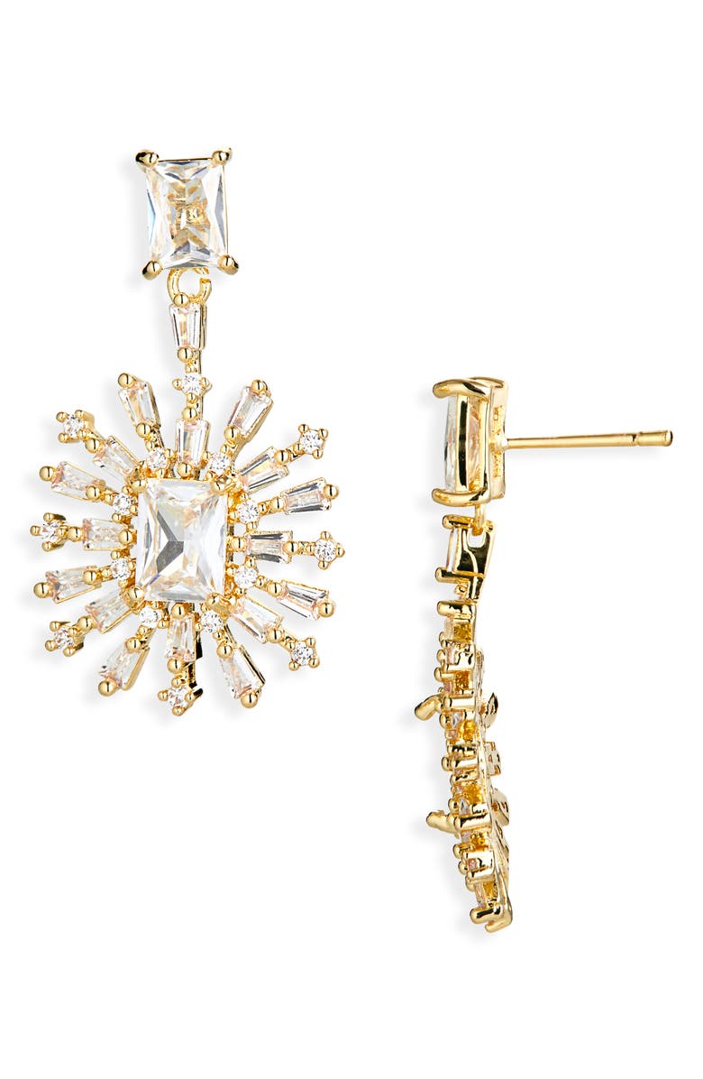 Cara Starburst Drop Earrings, Main, color, Gold