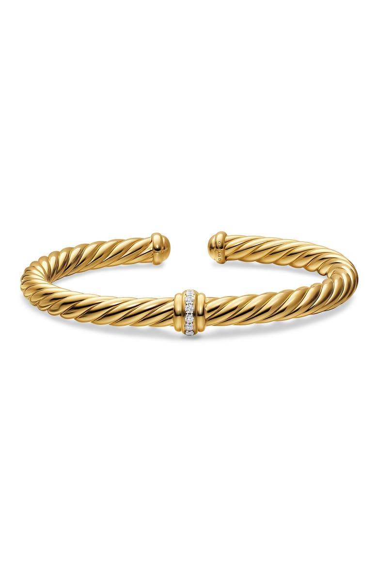 Cablespira® Flex Bracelet in 18K Gold with Diamonds, 6mm, Alternate, color, GOLD