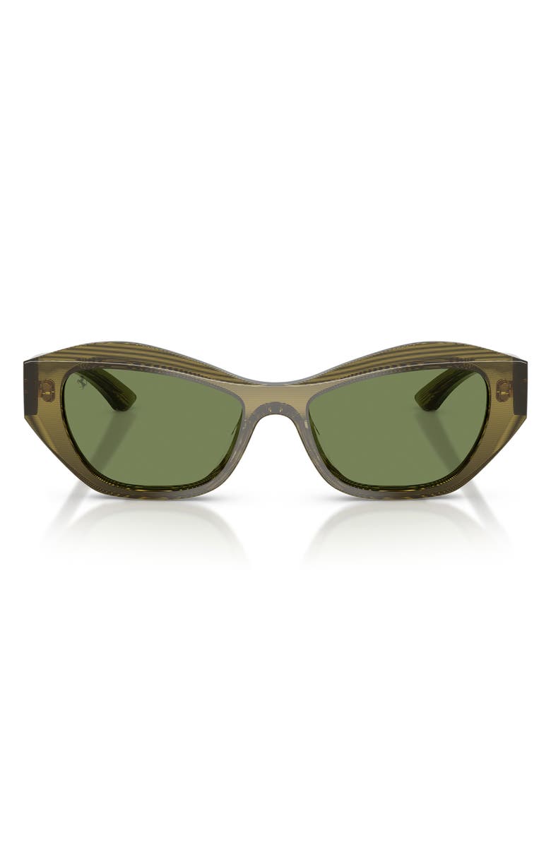 Ferrari 53mm Cat Eye Sunglasses, Main, color, Striped Green / Green Red