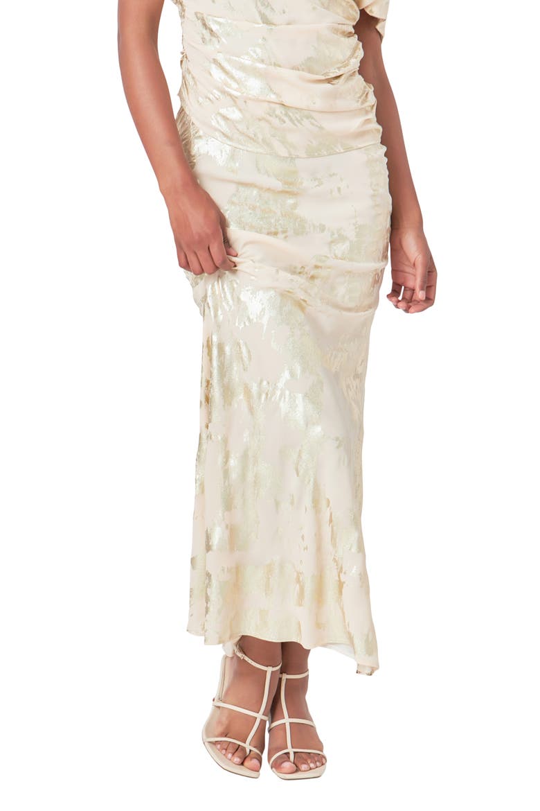 Foil Print Skirt, Alternate, color, IVORY
