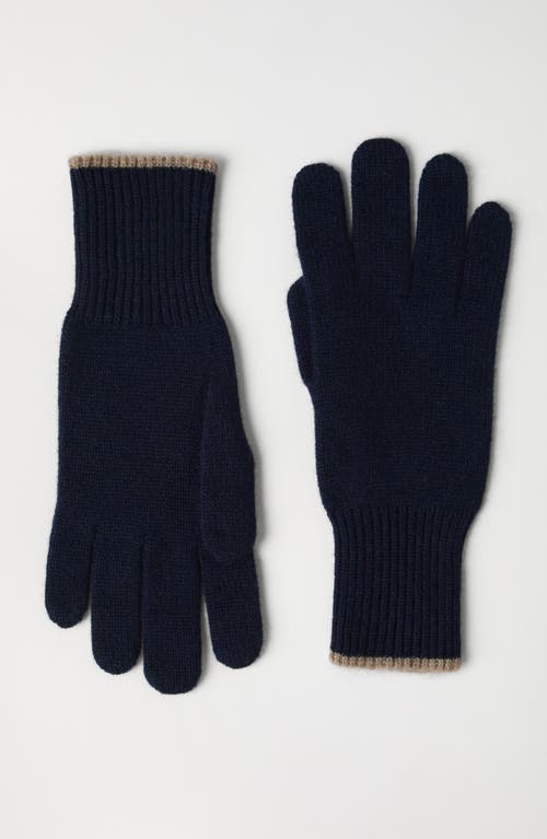 Brunello Cucinelli Knit Gloves In Navy Blue