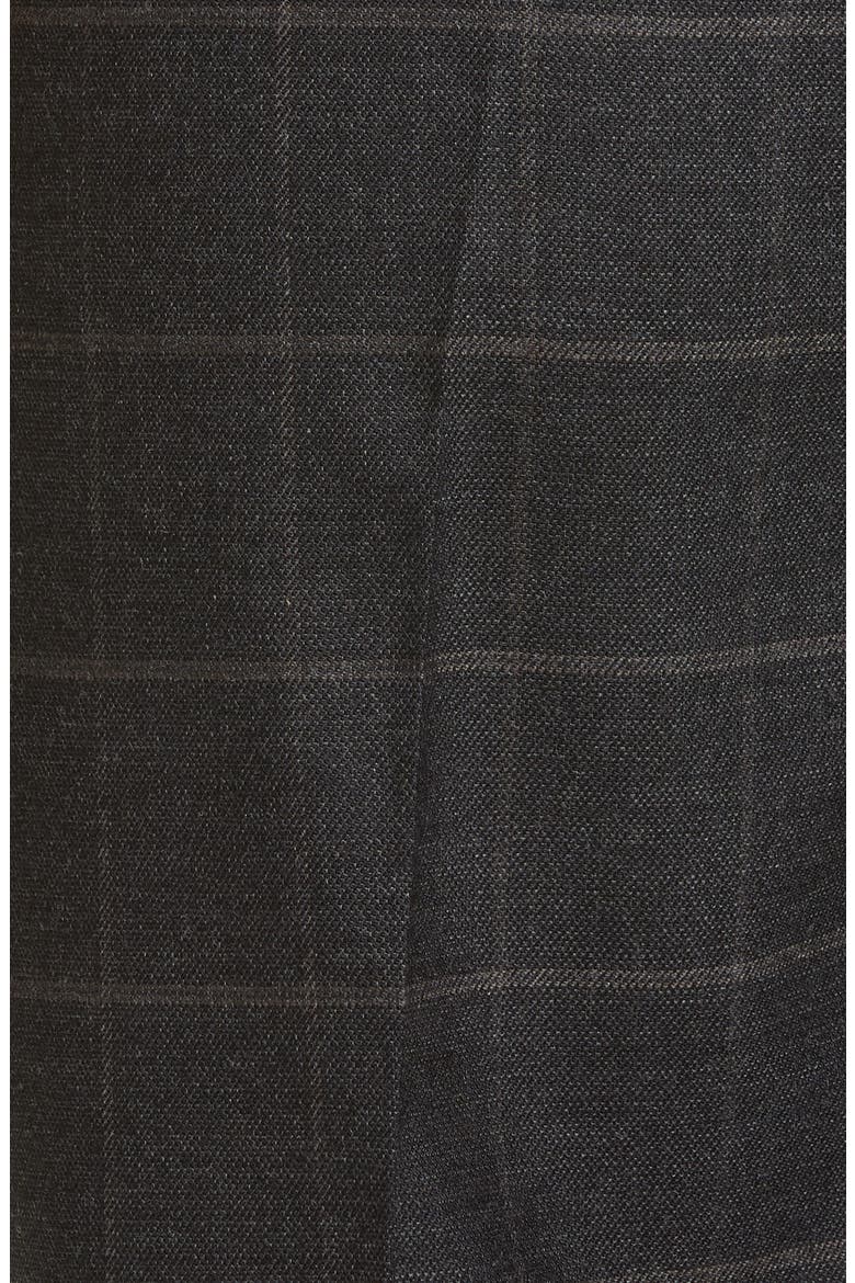 Windowpane Plaid Stretch Wool Ankle Pants, Alternate, color, CHARCOAL