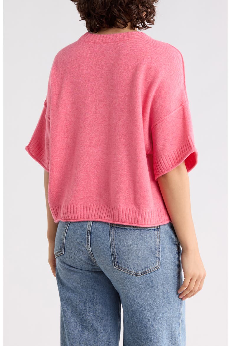 Exposed Seam Drop Shoulder Sweater, Alternate, color, POP PINK