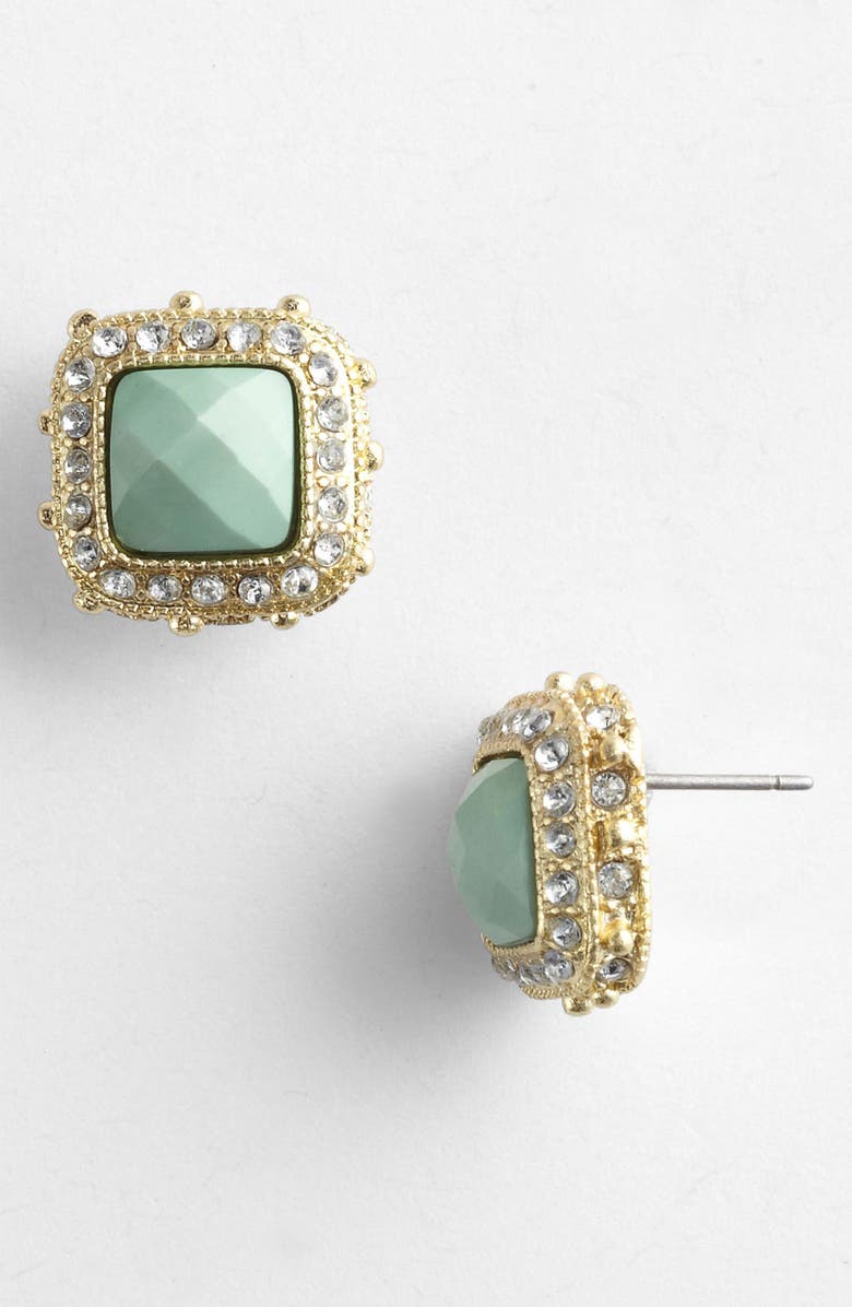 BP. Rhinestone Frame Post Earrings, Main, color,