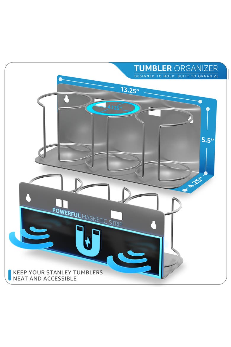 Wall Mount Cup Holder Organizer, Alternate, color, SILVER