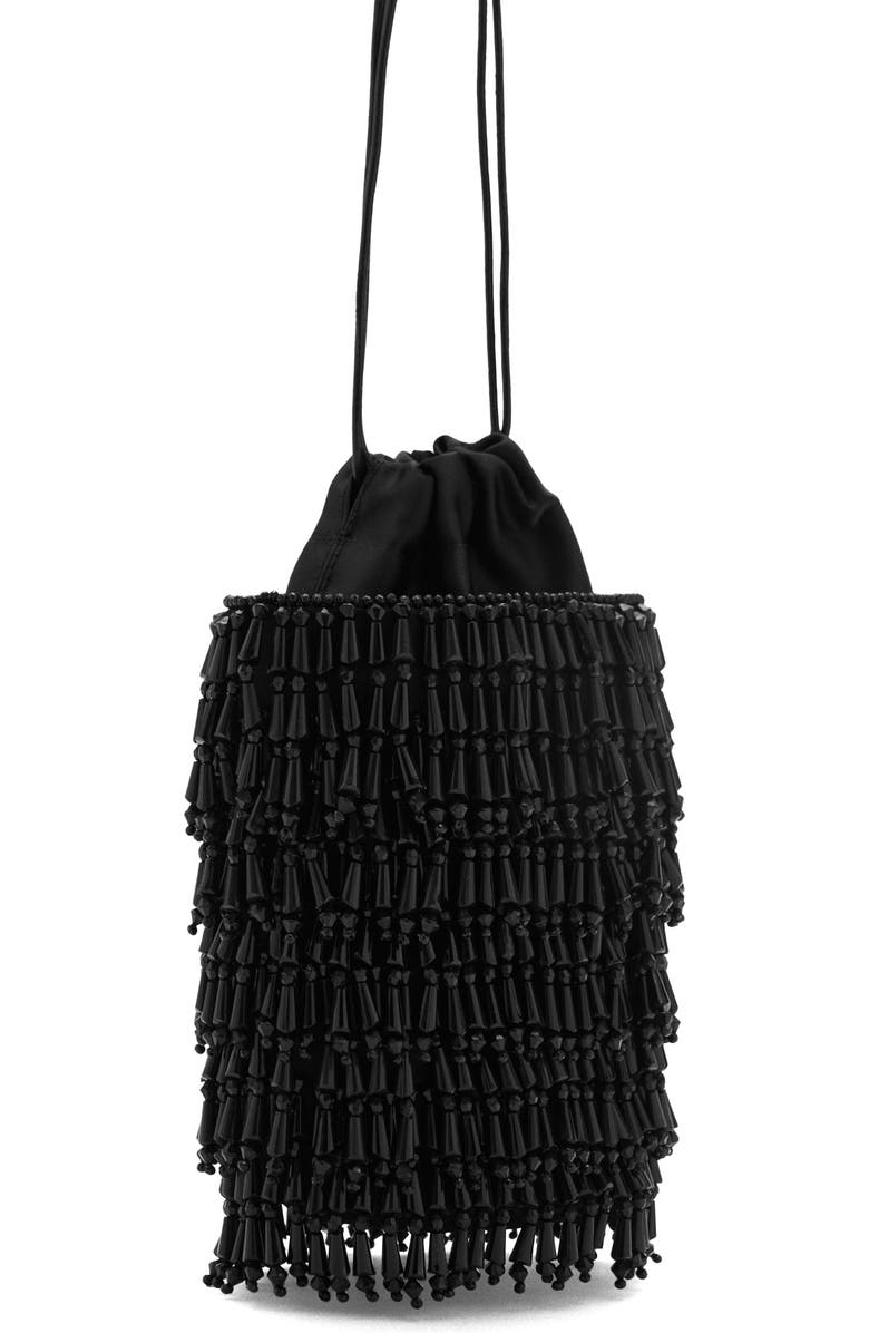 MANGO Beaded Drawstring Bucket Bag, Alternate, color,
