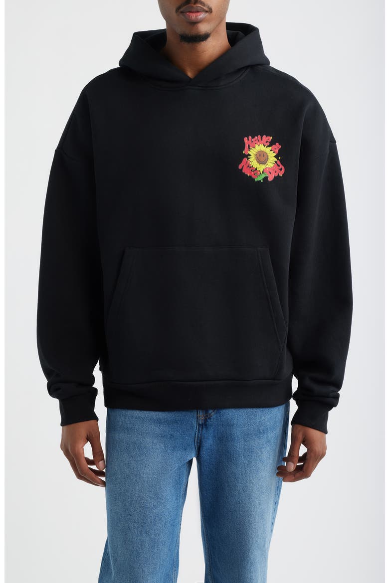 Sunflower Graphic Hoodie, Main, color, JET BLACK