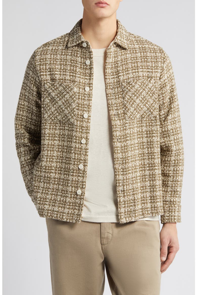 Whiting Mercer Check Button-Up Overshirt, Main, color, KHAKI