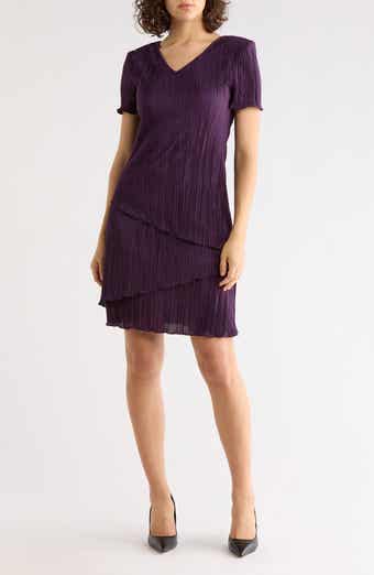 Connected Apparel Plissé Tiered Dress