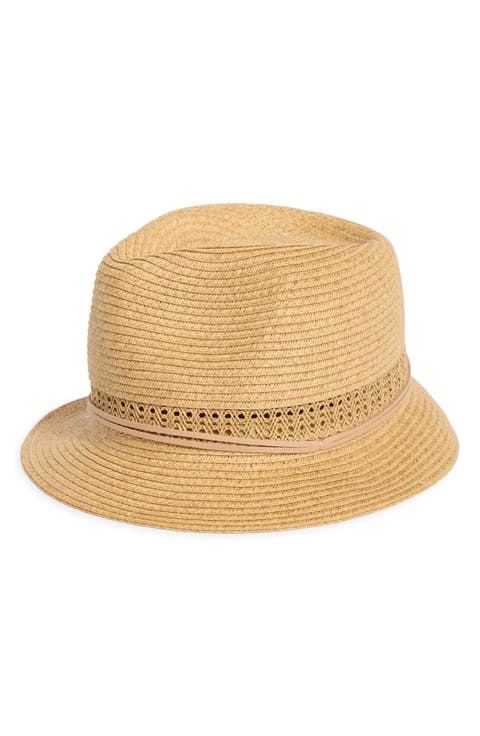 Lace Inset Straw Fedora
