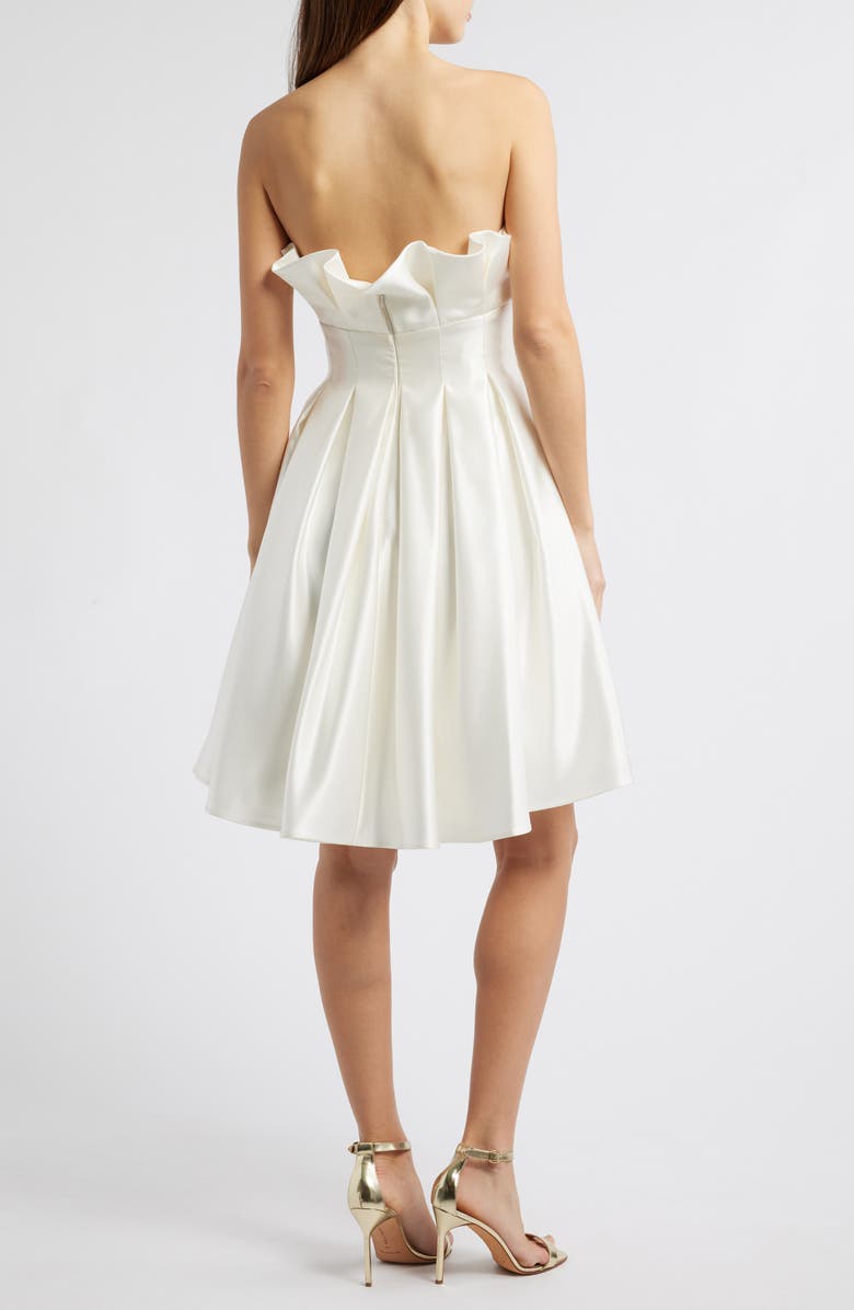Amsale Pleated Strapless Fit & Flare Cocktail Dress, Alternate, color, Ivory