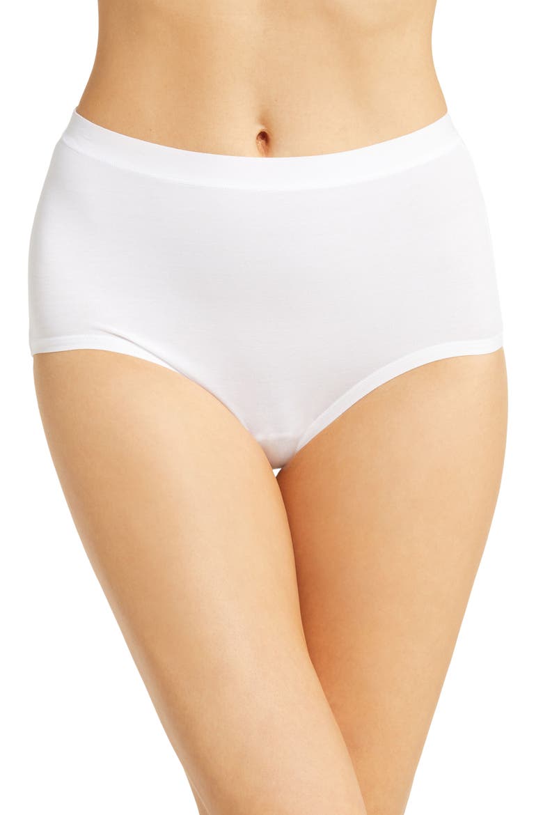 Understated Cotton Blend Briefs, Main, color, WHITE