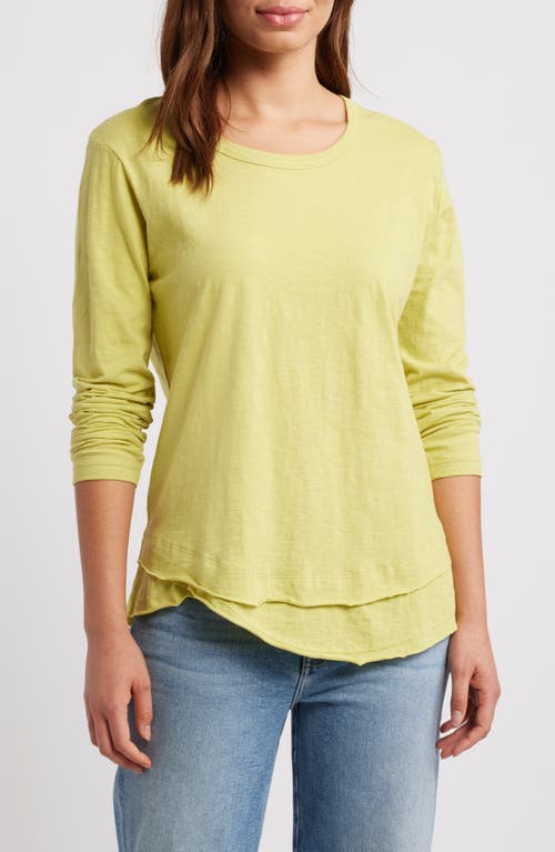 APNY Layered Hem Cotton Slub Top in Kiwi 